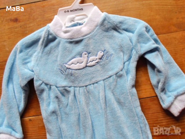 Английски бебешки ПЛЮШЕН РОМПЪР /6-12мес/, бродерия, розов и син, снимка 4 - Бебешки гащеризони - 42492395