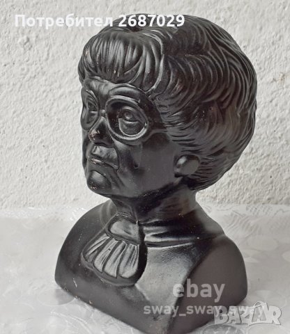 Бюст - глава жена с очила керамика, снимка 10 - Статуетки - 37586967