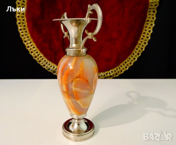 Посребрена ваза,амфора,оникс. , снимка 2 - Вази - 37274869