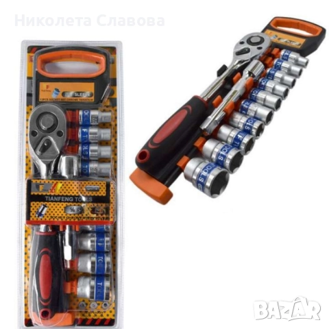 🔧 Комплект камъни + тресчотка и удължител 1/2″ – 12 части