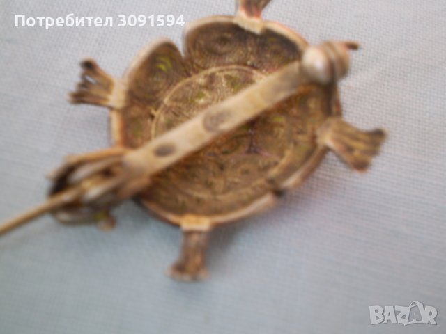  Антикварна брошка костенурка сребърна проба 800 И филигран , снимка 14 - Антикварни и старинни предмети - 36876012