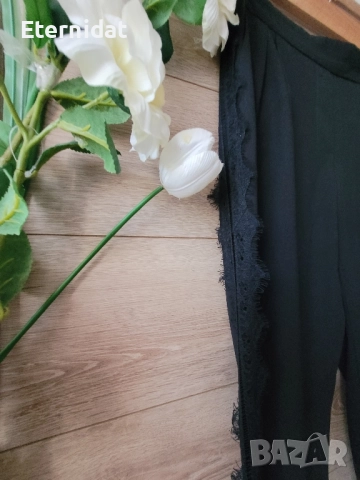 Черен панталон с джобове и дантела ZARA , снимка 7 - Панталони - 51819448