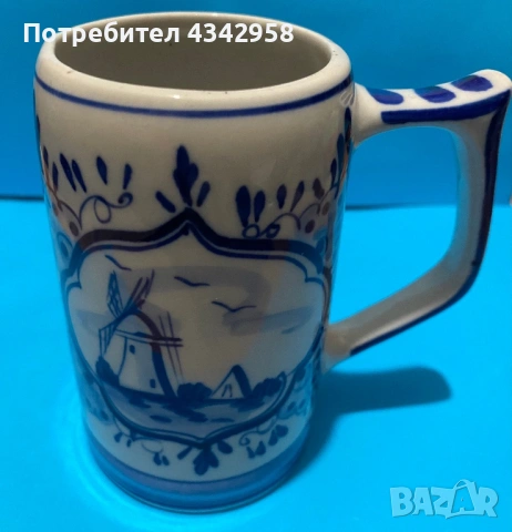 Delft. Порцеланови чаши с мелница и кораб., снимка 3 - Антикварни и старинни предмети - 53380386