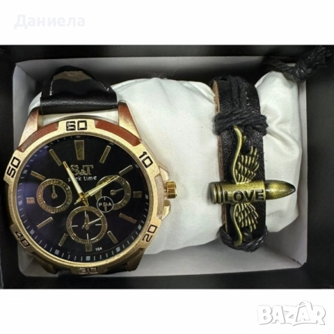 Мъжки комплект S&T Seek Time – стилен часовник с гривна в подаръчна кутия, снимка 4 - Мъжки - 51933055