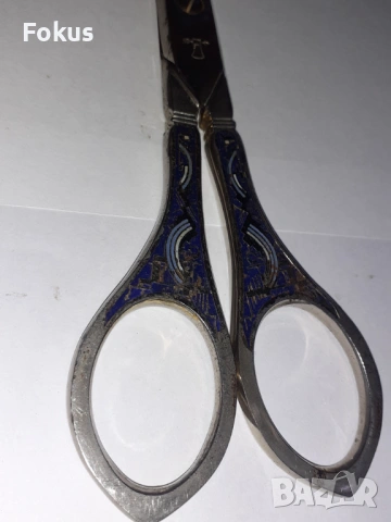 Стара ножица с емайл, снимка 3 - Антикварни и старинни предмети - 53279016