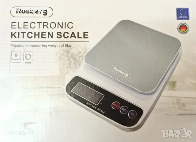 Кухненска везна Rosberg, 5 кг., 2хААА батерии , LED екран, снимка 2 - Други - 50169519