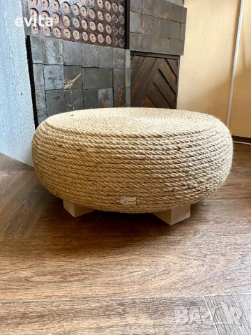 🌿 Ръчно изработена табуретка – артистичен акцент за интериора, снимка 6 - Дивани и мека мебел - 33842705