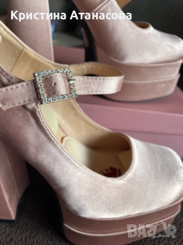 👠 Дамски обувки пудра - сатен 💎, снимка 10 - Дамски обувки на ток - 52110946