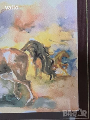 Рисувана и подписана картина коне, снимка 3 - Картини - 39313096