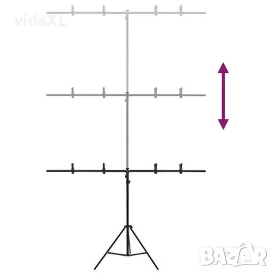 vidaXL T-образна стойка за фон, черна, 151x60x(70-200) см（SKU:190252）, снимка 4 - Други - 49296786