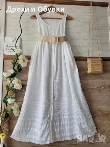 Бяла лятна рокля памучна материя бохо, снимка 8 - Рокли - 54235178