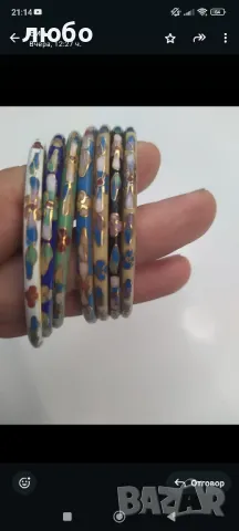 Комплект от 7 Винтидж Флорални Гривни Cloissone цветни Емайлирани Флорални 1940 Китай , снимка 9 - Гривни - 47668195