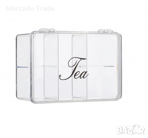 Пластмасова кутия Mercado Trade, С капак, За чай, Прозрачен, снимка 2 - Кутии за съхранение - 40156151