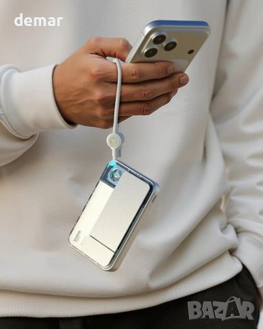 Външна батерия SHARGE ICEMAG 3 Magsafe, 10000mAh, Qi2.2 25W, сребриста, снимка 7 - Външни батерии - 54016019