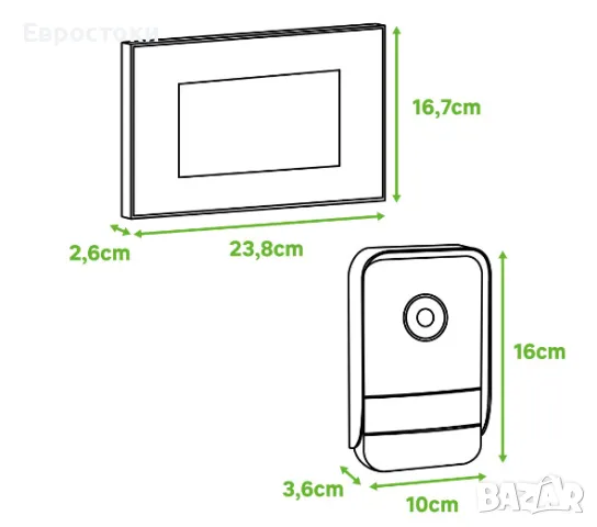 Видео домофонна система Legrand Video Kit,  2-жична връзка, цветен монитор 7 инча и широкоъгълна , снимка 3 - Комплекти за видеонаблюдение - 48489397