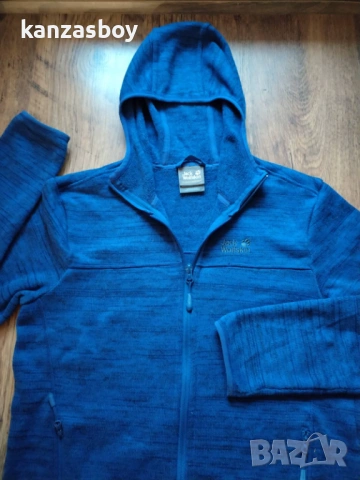 Jack Wolfskin Men Aquila Hooded Royal Blue - мъжко поларено горнище С, снимка 2 - Спортни дрехи, екипи - 53276133