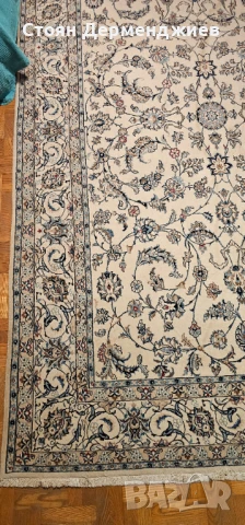 Оригинален персийски килим Наин, снимка 12 - Килими - 50567744