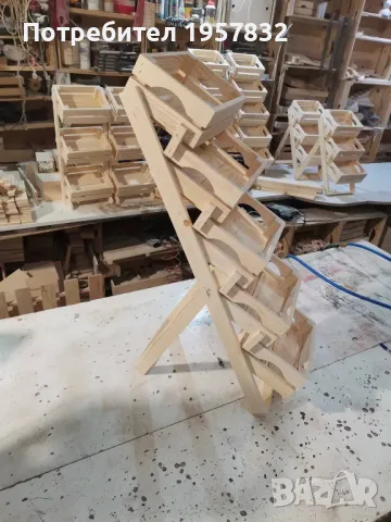 Мини стъпаловиден стелаж с 5 мини щайги, снимка 2 - Оборудване за магазин - 48985154