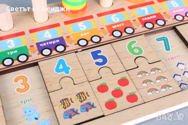 Дървен пъзел / сортер влакче , снимка 2 - Образователни игри - 52842496