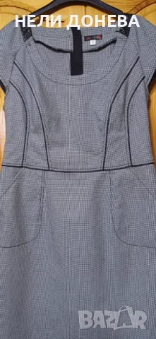 Красива Рокля на Rosi Fashion с Декорации Кожа в "Пипит черно и бяло"! НОВА! ХЛ !, снимка 2 - Рокли - 48261768