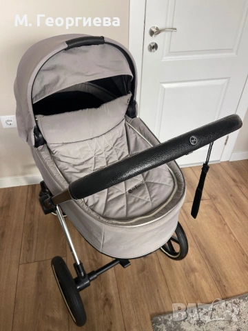 Cybex Priam 3 Platinum Taupe 3 в 1 с черно шаси + кош, дъждобран и подаръци, снимка 2 - Детски колички - 54313550