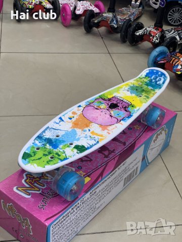 Пениборд с принт/скейтборд/penny board/skateboard/Пениборд светещ