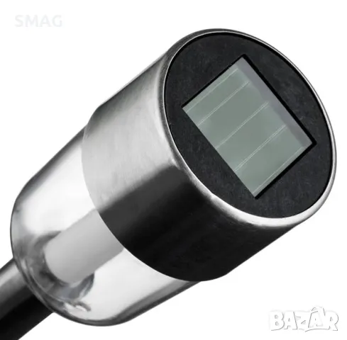 Слънчев соларен фенер лампа кръгъл сребърен 34.8см S_1236421, снимка 3 - Соларни лампи - 49901914