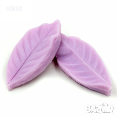 2 бр Дълги листа листо с релеф вейнър за цвете силиконов молд форма декорация торта фондан шоколад , снимка 2 - Форми - 37206222