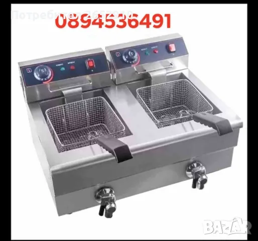 Професионален електрически фритюрник 2х8литра с кранове 2 Модела Цена 479лв/244,91€