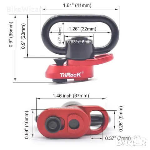 TRIROCK 1,25-инчов бутон за въртящ се контур QD Combo Red Sling НОВ, снимка 4 - Други инструменти - 47625129