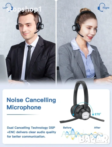 Безжични Bluetooth слушалки New Bee с микрофон, шумопотискане и USB адаптер, 20 часа време за разгов, снимка 6 - Bluetooth слушалки - 54228803