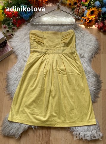 Сатенена жълта рокля, снимка 1 - Рокли - 33724702