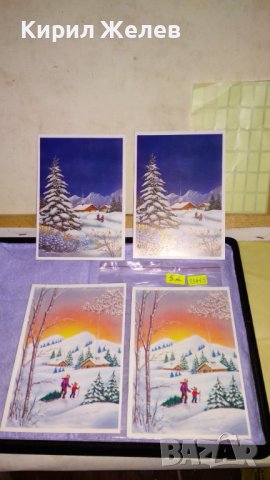 ЛОТ 4 СТАРИ КРАСИВИ ЗИМНИ ПРАЗНИЧНИ ПОЩЕНСКИ КАРТИЧКИ 33445