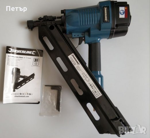 Пистолет такер пневматичен за дърво с пирони на 34° от 50-90мм, снимка 2 - Други инструменти - 34099695