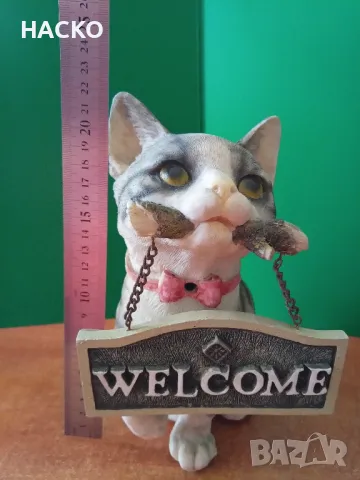 Градинска Фигура Мяукащо Коте от Полеризин с Датчик за Движение, снимка 9 - Градински мебели, декорация  - 47701569