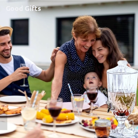 Луксозен стъклен диспенсър за сок и напитки 3L с капак и кранче, снимка 3 - Други стоки за дома - 52236273