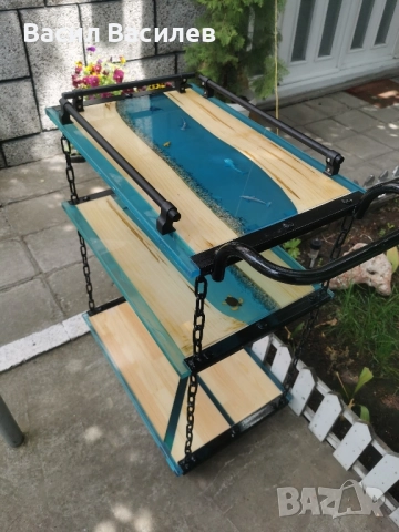 помощна масичка от епоксидна смола и масив, снимка 5 - Маси - 52078573