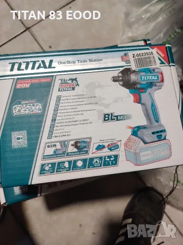 Акумулаторен ударен безчетков гайковерт TOTAL INDUSTRIAL, 1/2", 20 V, 500 Nm, без батерия