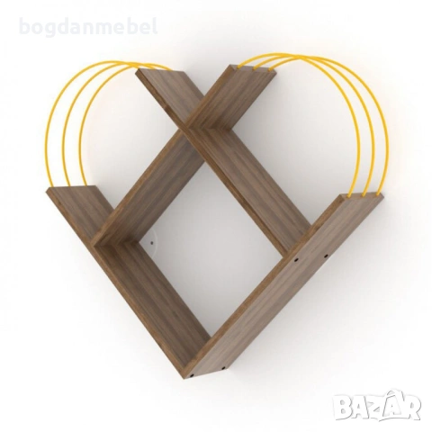 Етажерка Сърце, Дъб и Жълто, снимка 2 - Етажерки - 53175212