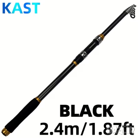 Ултра-лека телескопична въдица 2.40м с макара, снимка 5 - Въдици - 52952428