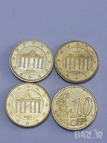 лот 10 цента Германия-2002 г. с букви A;D;G;J