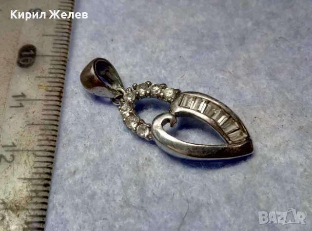 РАЗКОШЕН СКЪПОЦЕНЕН СРЕБЪРЕН МЕДАЛЬОН СРЕБРО 925 с БЯЛА ПОЗЛАТА ФАСЕТИРАН МОЙСАТИН и ЦИРКОНИ 19417, снимка 2 - Колиета, медальони, синджири - 49682618