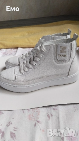 Дамски бели кецове Zarex, снимка 2 - Маратонки - 52385051