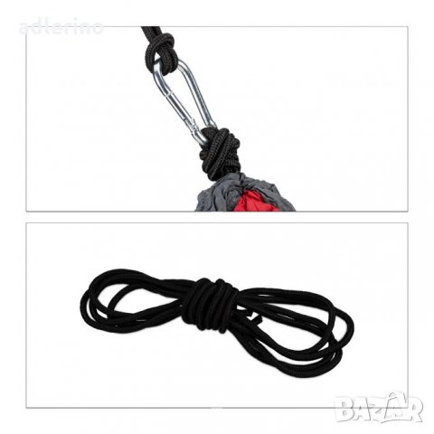 Хамак, люлка висящо легло, къмпинг люлка, хамак за пикник, хамак за градина, 200 кг, червено черен, , снимка 8 - Градински мебели, декорация  - 34394411