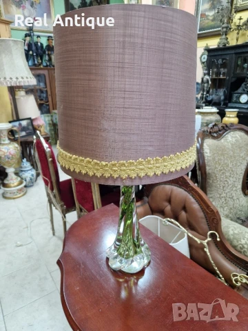 Рядка антикварна белгийска кристална настолна лампа Val Saint Lambert , снимка 5 - Антикварни и старинни предмети - 50822112