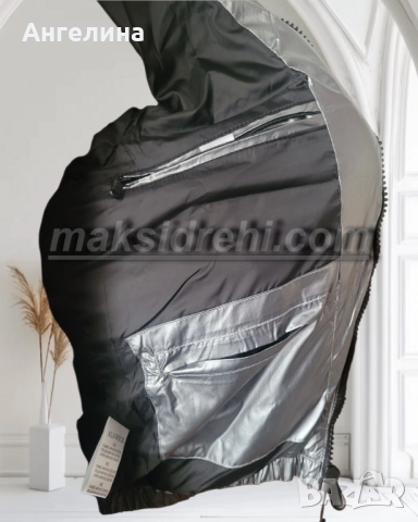 Късо спортно яке в сребърен металик с лъскав ефект., снимка 4 - Якета - 52375612