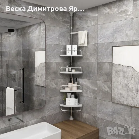 Ъглов рафт за баня с четири поставки и регулируема височина, снимка 3 - Аксесоари за баня - 56231968