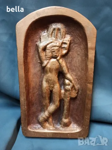 Бог Дионисий -патинирана гипса на художника Красимир Кръстев , снимка 2 - Картини - 48784160