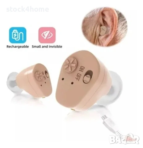 Удобeн слухов апарат с малки размери тип тапа с телесен дискретен цвят - XB-102, снимка 5 - Слухови апарати - 53029724