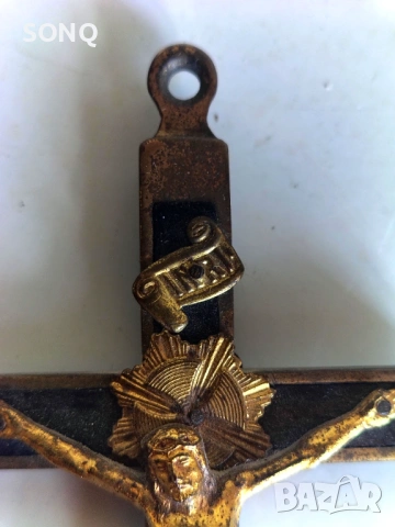 Страхотен Бронзов Кръст - Разпятие, снимка 3 - Антикварни и старинни предмети - 54065202